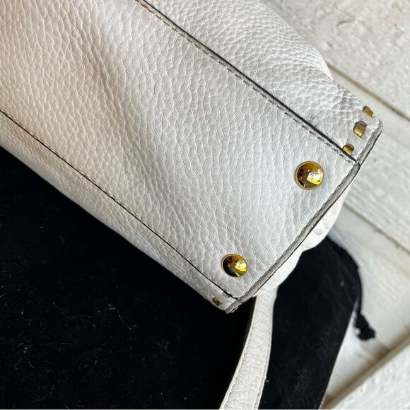 MICHAEL KORS White Gold Hamilton Satchel Tote Handbag Jet Set Raven Fulton - Picture 11 of 11